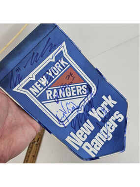New York Rangers Mini Pennant Banner Signed Autographed NHL Sports Prism